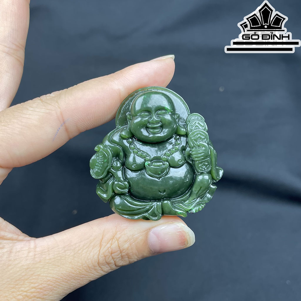 Di Lặc Đá Ngọc Bích (Nephrite Jade) Cao 4,44 (cm)