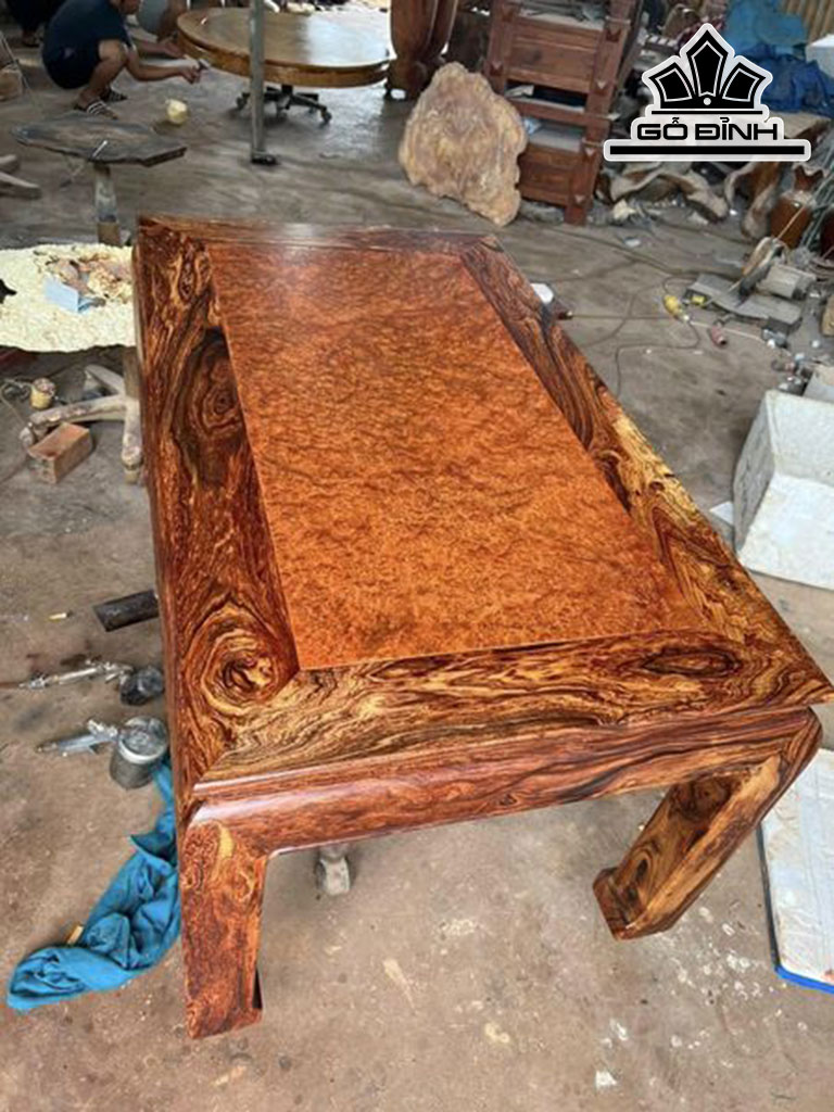 Bàn Mặt Gỗ Nu Hương Khung Gỗ Cẩm Cao 62 Ngang 106 Sâu 55 (cm)