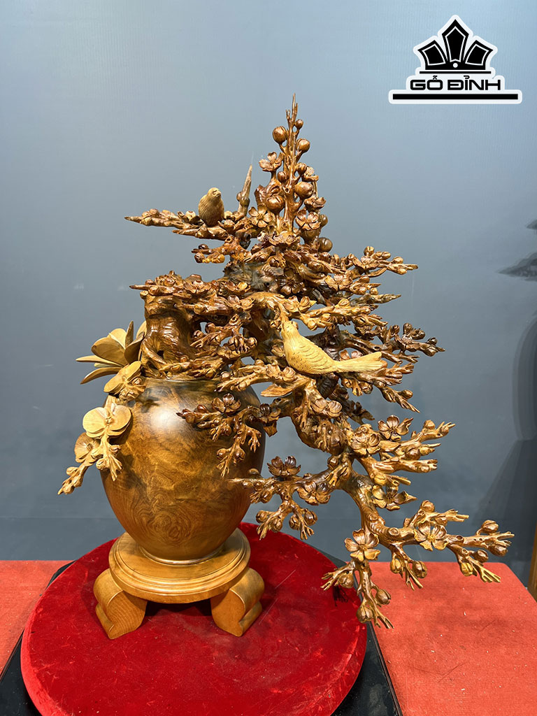 Bình Mai Phú Quý Gỗ Hương Cao 74 Ngang 58 Sâu 48 Đường Kính Bình 23 (cm)