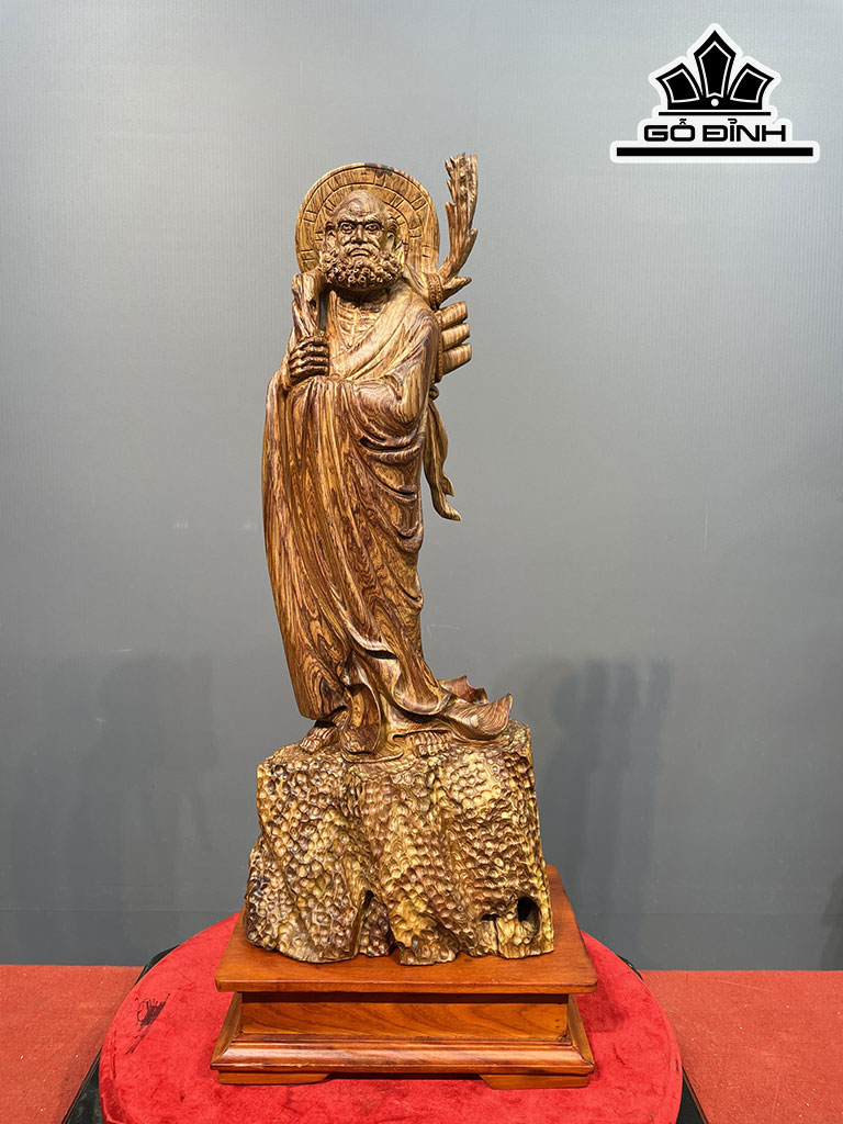 Tượng Đạt Ma Sư Tổ Gỗ Hương Cao 67 Ngang 27 Sâu 18 (cm)