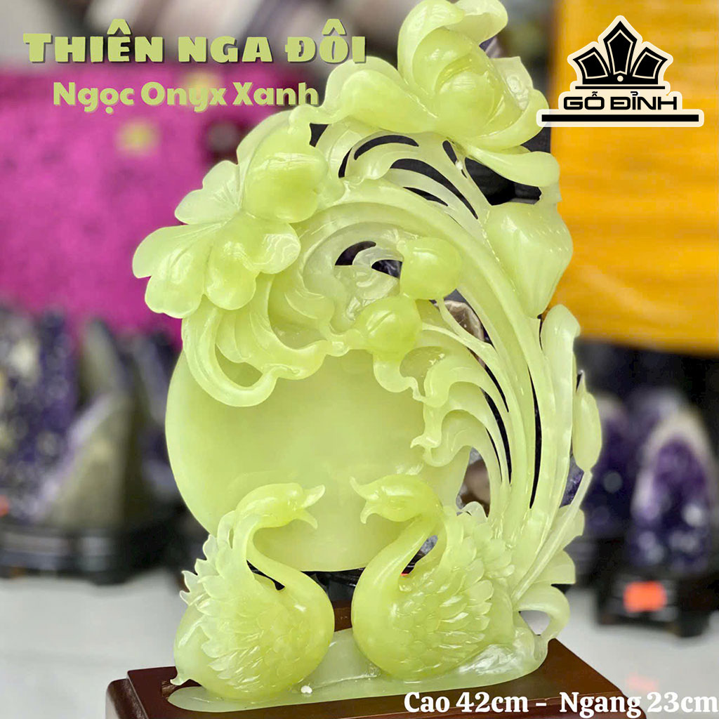 Đôi Thiên Nga Đá Onyx Cao 42 Ngang 23 (cm) 4kg