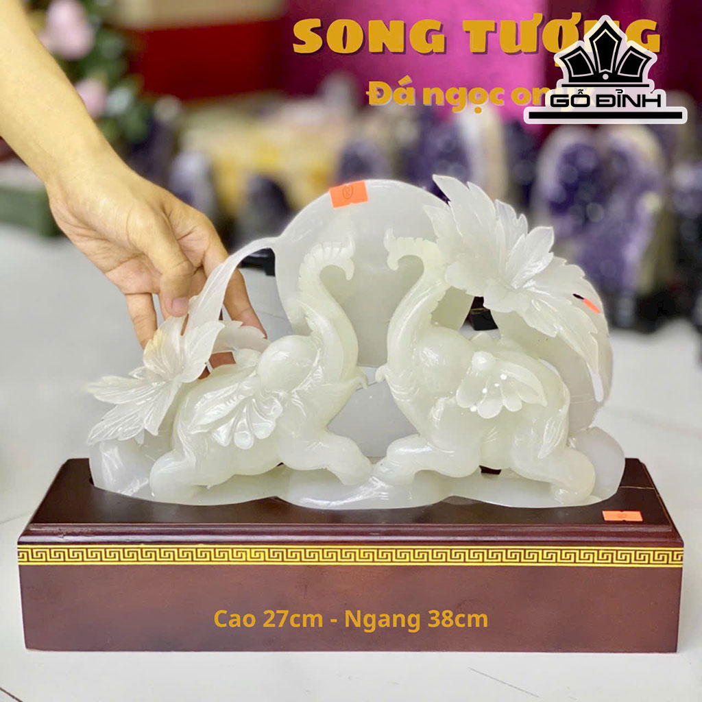 Song Tượng Đá Onyx Cao 27 Ngang 38 (cm) 6kg