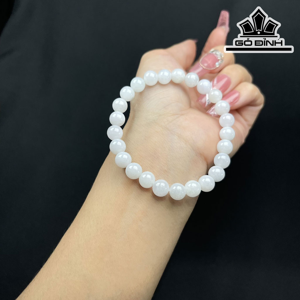 Vòng Tay Đá Bạch Ngọc Đường Kính Hạt 7,8 (mm)