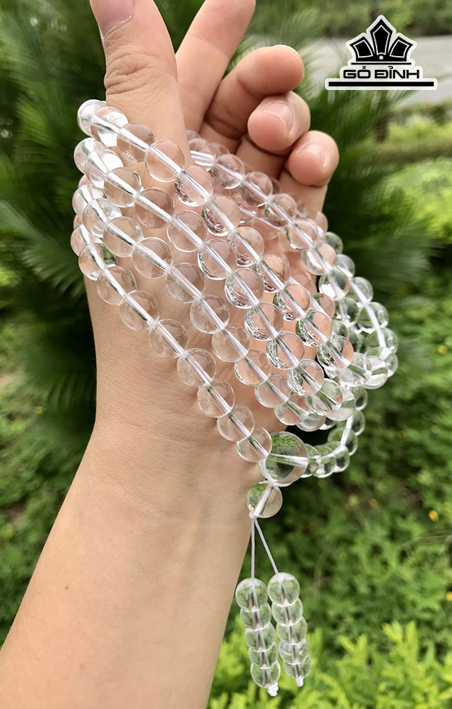 Chuỗi Đá Thạch Anh Trắng Đường Kính Hạt 9,6 (mm)