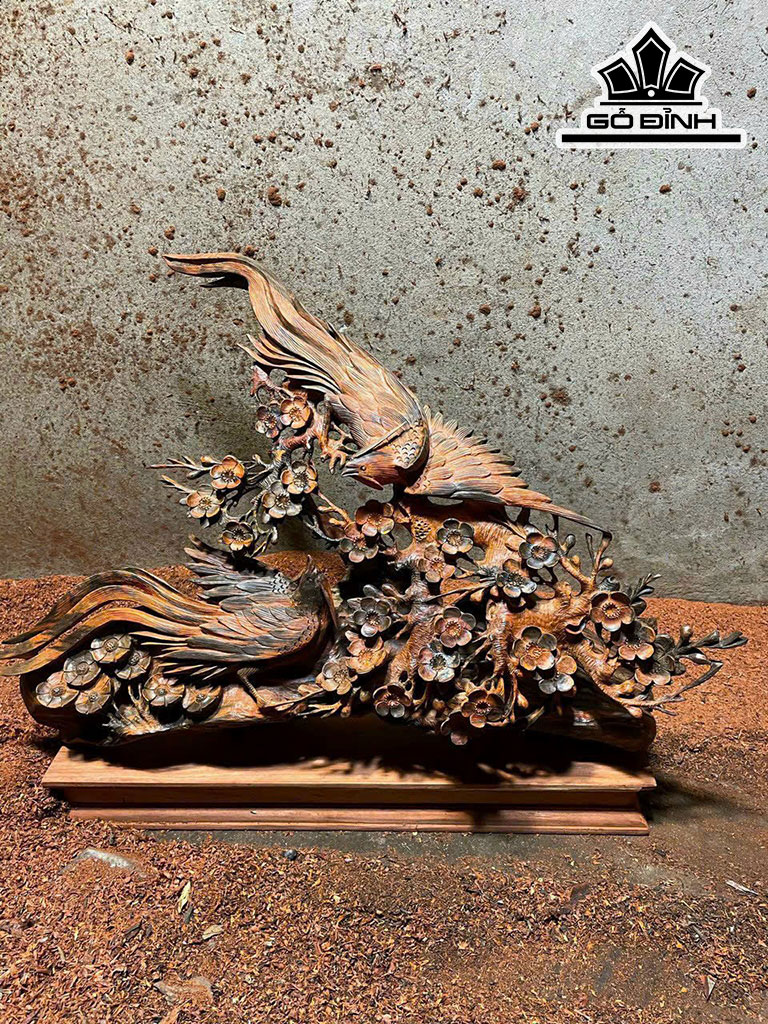 Phu Thê Viên Mãn Gỗ Trắc Cao 43 Ngang 66 Sâu 19 (cm)
