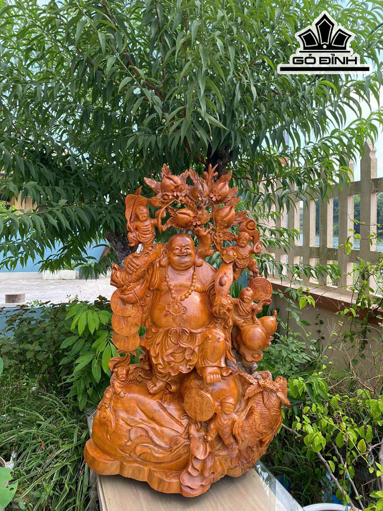 Tượng Di Lặc Gỗ Hương Cao 103 Ngang 66 Sâu 37 (cm)