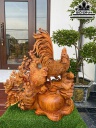Tượng Gia Đình Gà Gỗ Hương Cao 75 Ngang 70 Sâu 40 (cm)