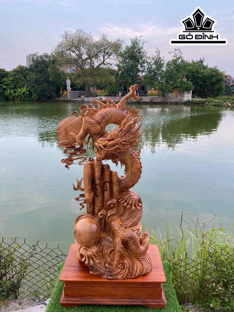 Tượng Rồng ( Nhất Long) Gỗ Ngọc Am Cao 90 Ngang 50 Sâu 30 (cm)