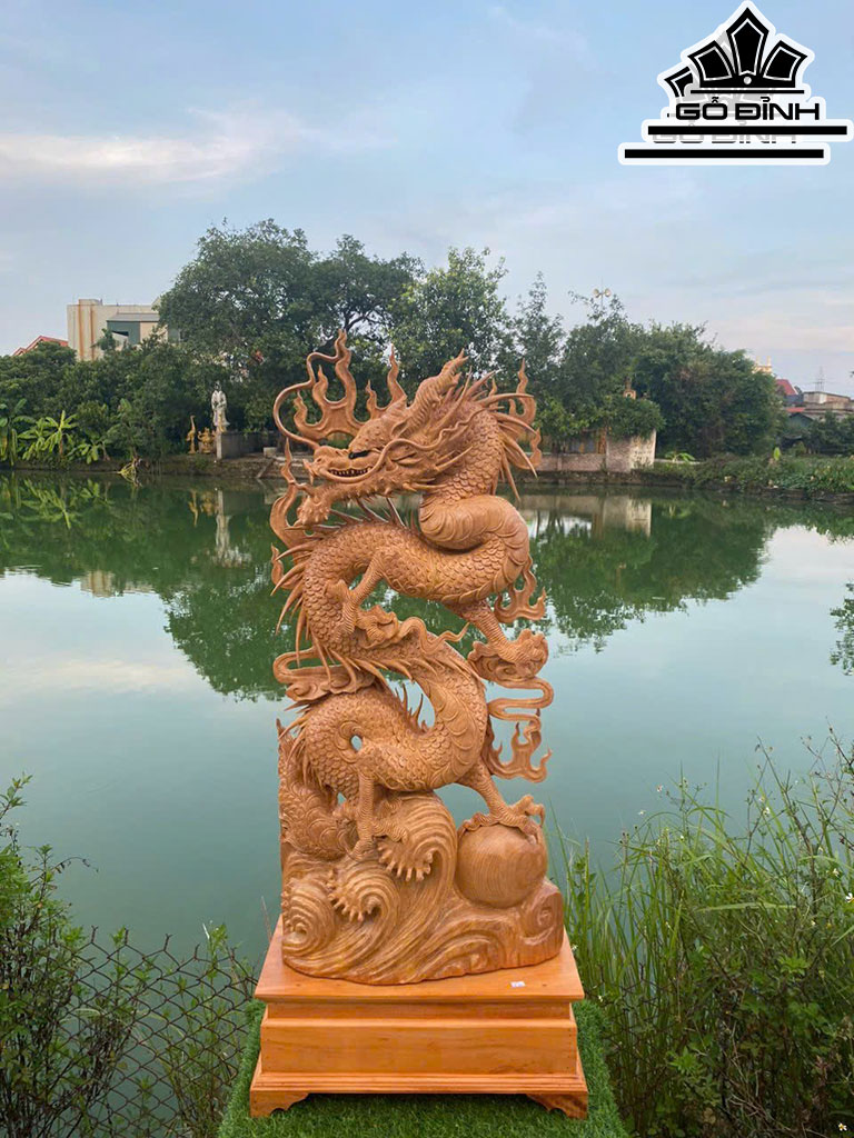 Tượng Rồng ( Nhất Long) Gỗ Ngọc Am Cao 106 Ngang 50 Sâu 23 (cm)