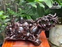 Tượng Phật Di Lặc Nhị Phúc Gỗ Trắc Cao 25 Ngang 45 Sâu 21 (cm)