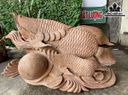 Tượng Cá Kim Long Mẫu Tử Gỗ Hương Cao 50 Ngang 85 Sâu 32 (cm)