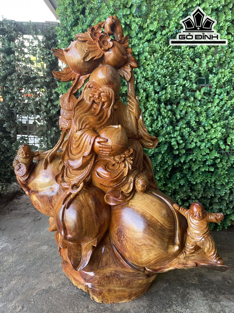 Tượng Ông Thọ Gỗ Hương Cao 75 Ngang 58 Sâu 36 (cm)