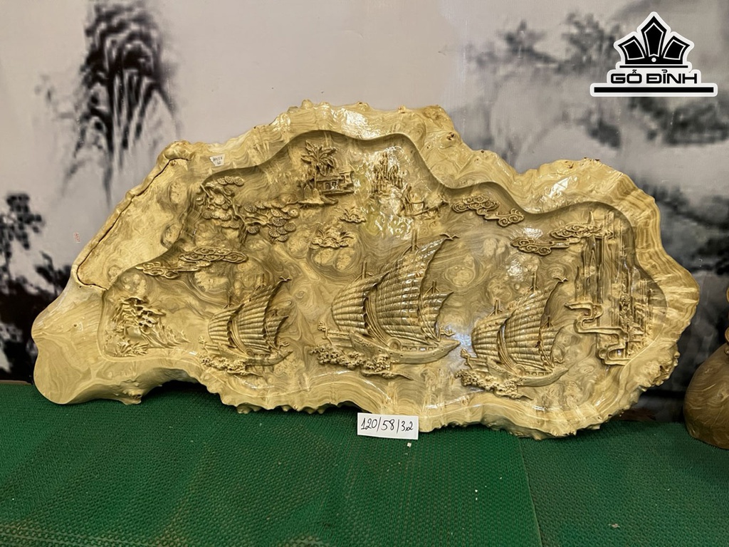 Tranh Thuận Buồm Xuôi Gió Gỗ Nu Nghiến Nagng 120 Cao 58 Sâu 3,2 (cm)