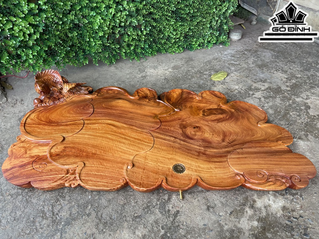 Khay Trà Cá Chép Gỗ Hương Dài 100 Ngang 52 Sâu (5-14) cm