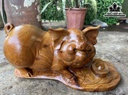 Tượng Heo Gỗ Hương Cao 22 Ngang 42 Sâu 18 (cm)