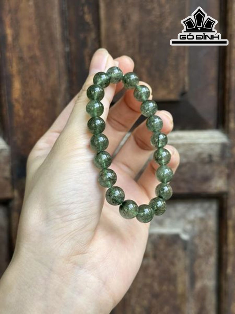 Vòng Tay Đá Thạch Anh Tóc Xanh Đường Kính 9,7 (mm)