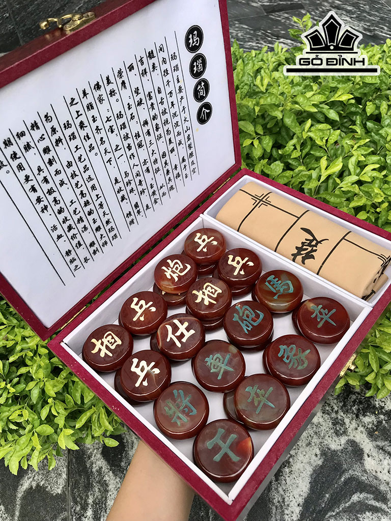 Bộ Cờ Tướng Đá Mã Não Cao 30 Ngang 22 Sâu 6 (cm)