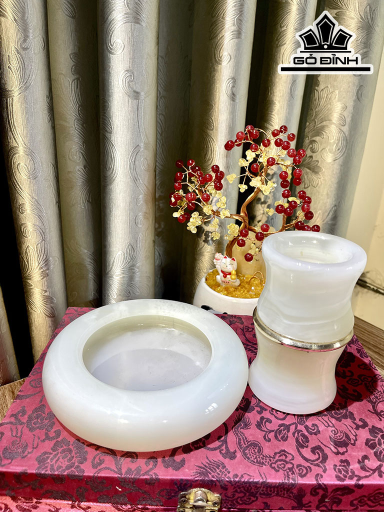 Gạt Tàn Ống Bút Đá Onyx Cao 12 - 15 (cm)