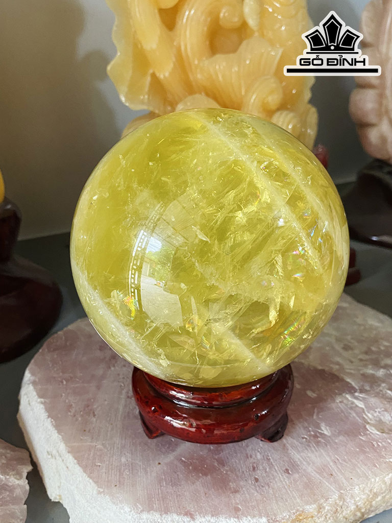 Bi Cầu Đá Thạch Anh Vàng Đường Kính 11 (cm) 2,2kg