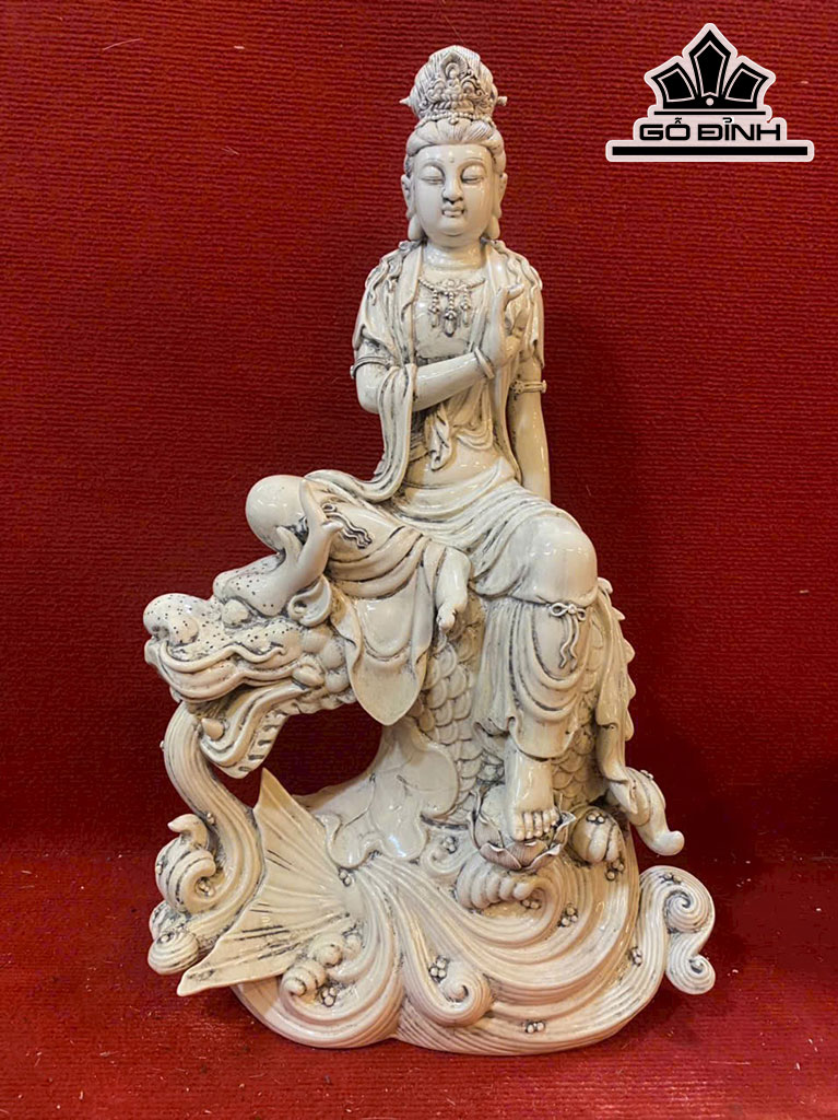Tượng Quan Âm Gốm Tàu Cao 59 Ngang 36 (cm)
