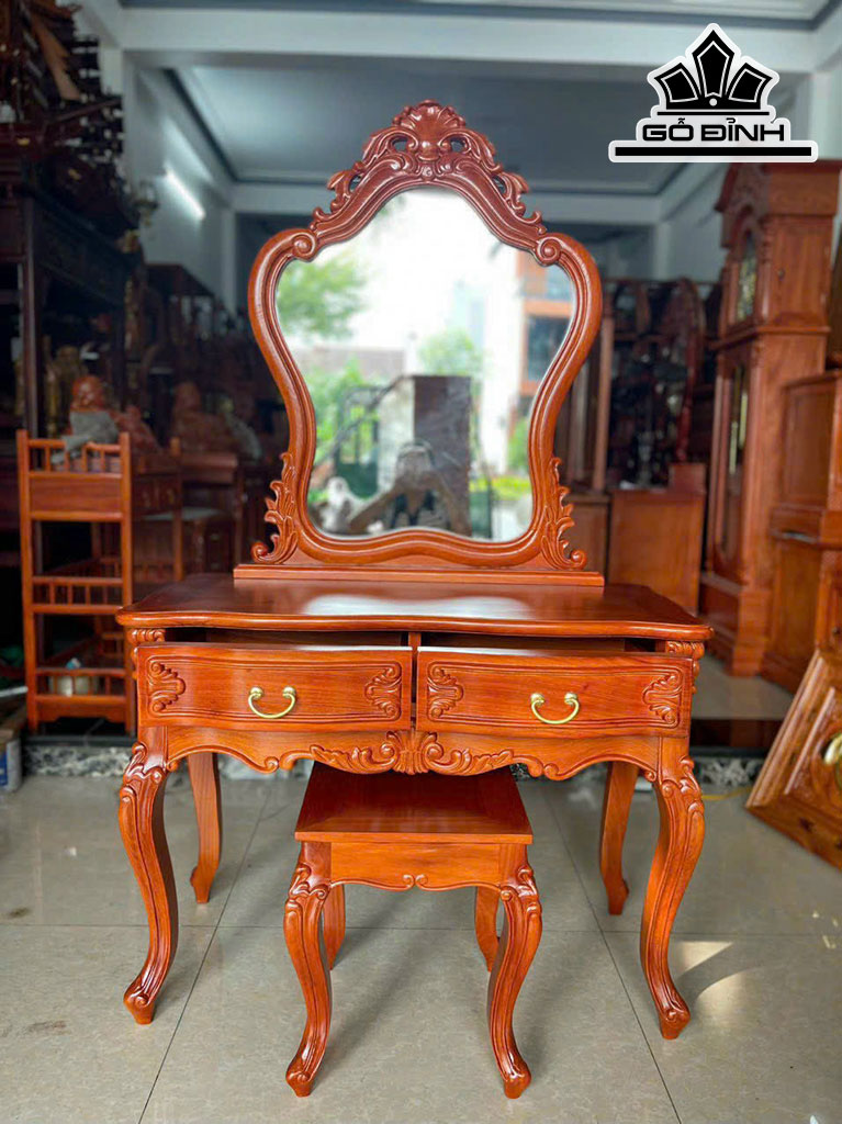 Bàn Trang Điểm Gỗ Gõ Cao 165 Ngang 97 Sâu 45 (cm)