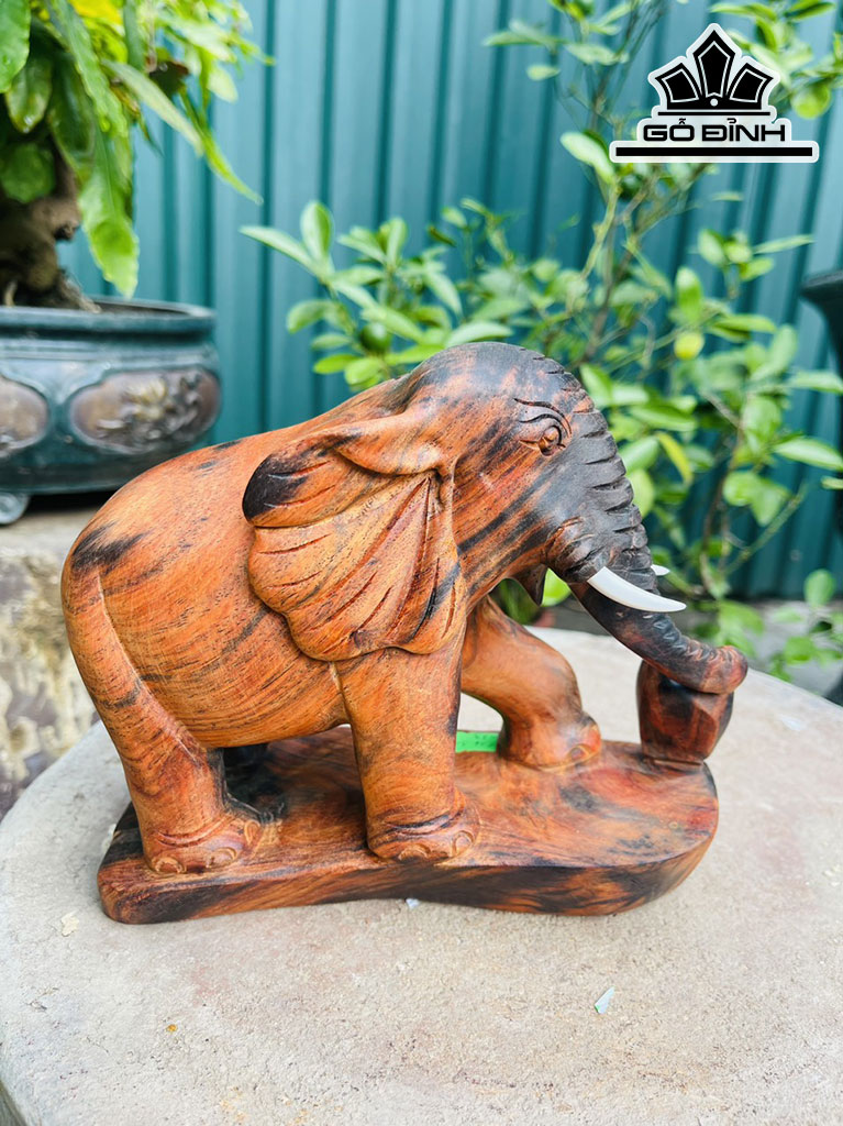Tượng Voi Gỗ Trắc Cao 16 Ngang 19 Sâu 8 (cm)