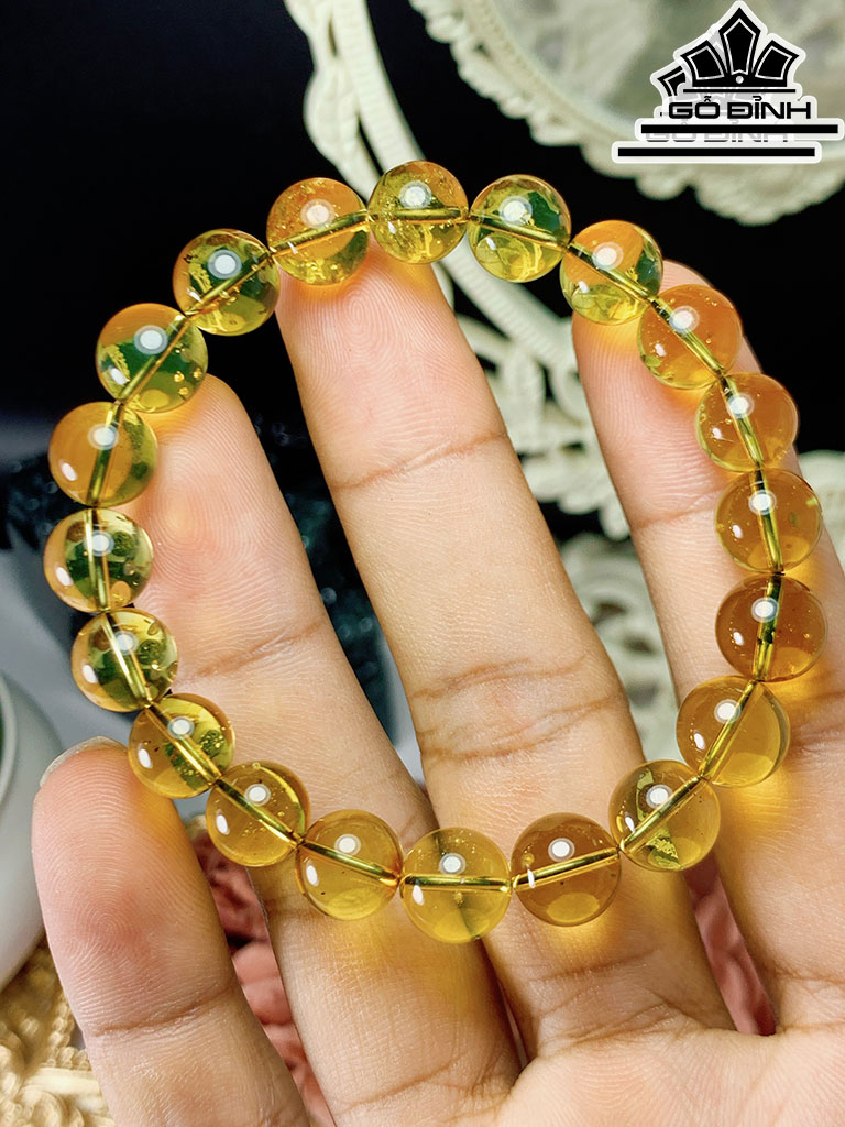 Vòng Tay Đá Hổ Phách Đường Kính Hạt 15,25 (mm)