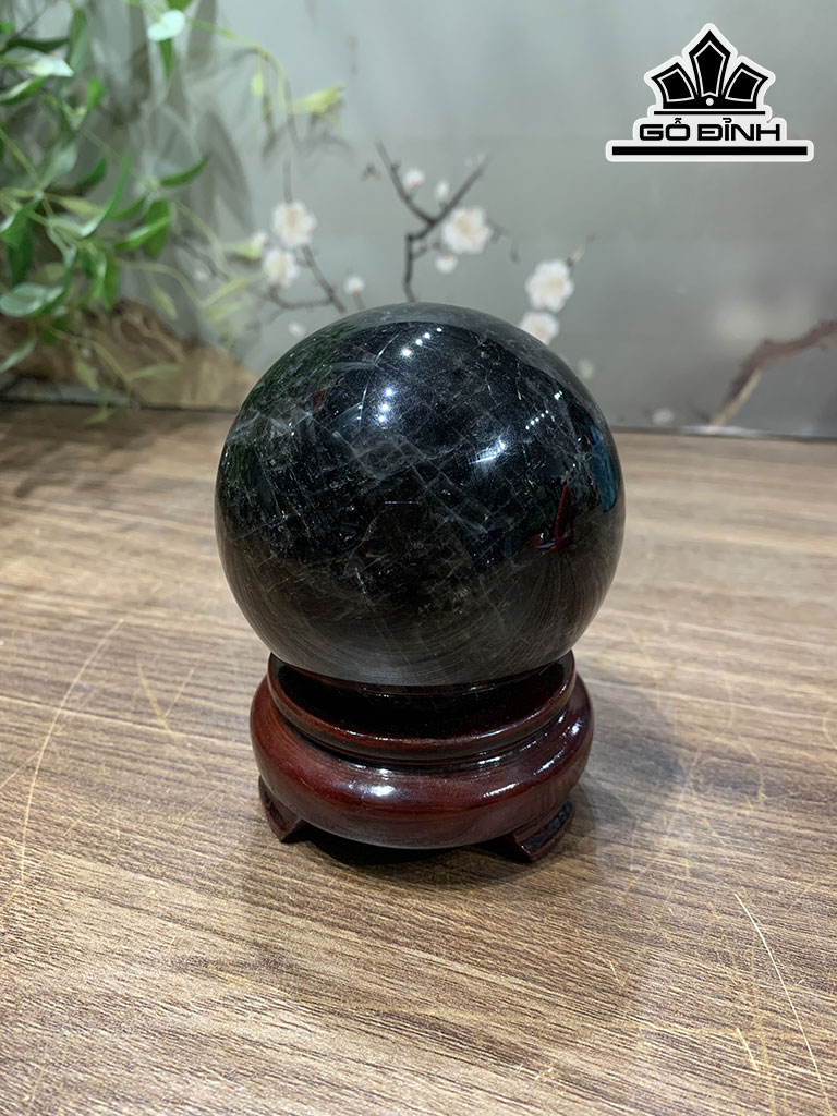 Bi Cầu Đá Thạch Anh Đen Đường Kính Hạt 8,3 (cm) 0,8kg