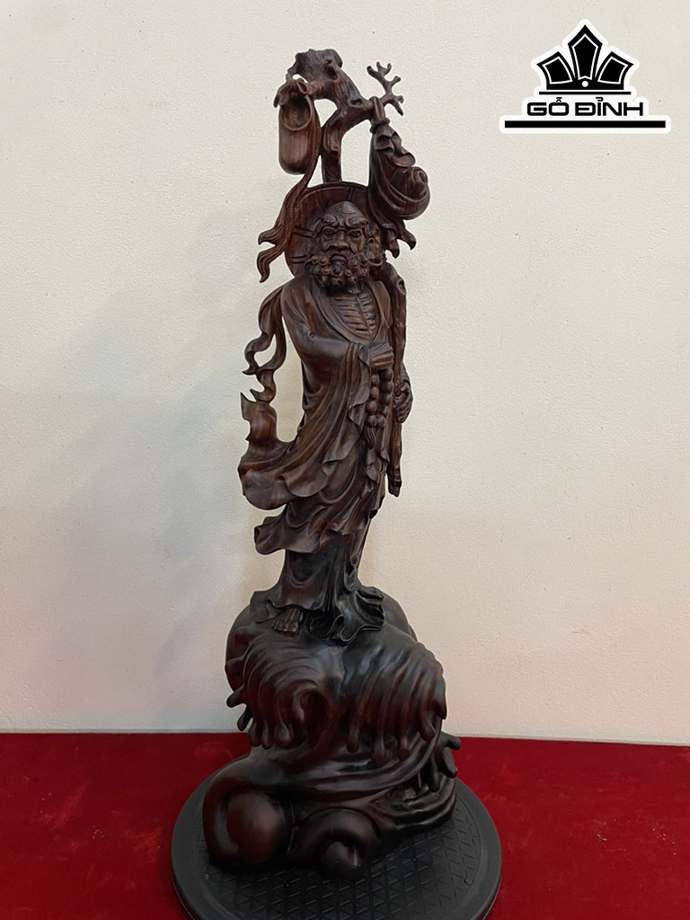 Tượng Đạt Ma Sư Tổ Gỗ Trắc Cao 69 Ngang 24 Sâu 20 (cm)