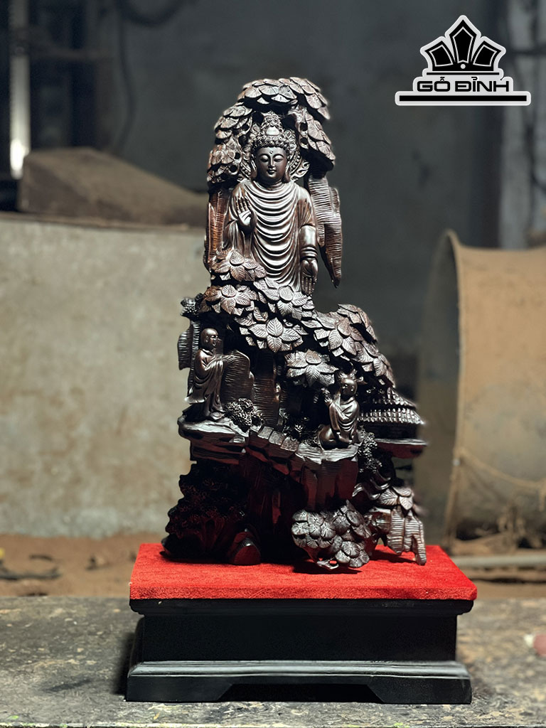 Tượng Nhất Tâm Bái Phật Gỗ  Trắc Cao 54 Ngang 30 Sâu 12 (cm)