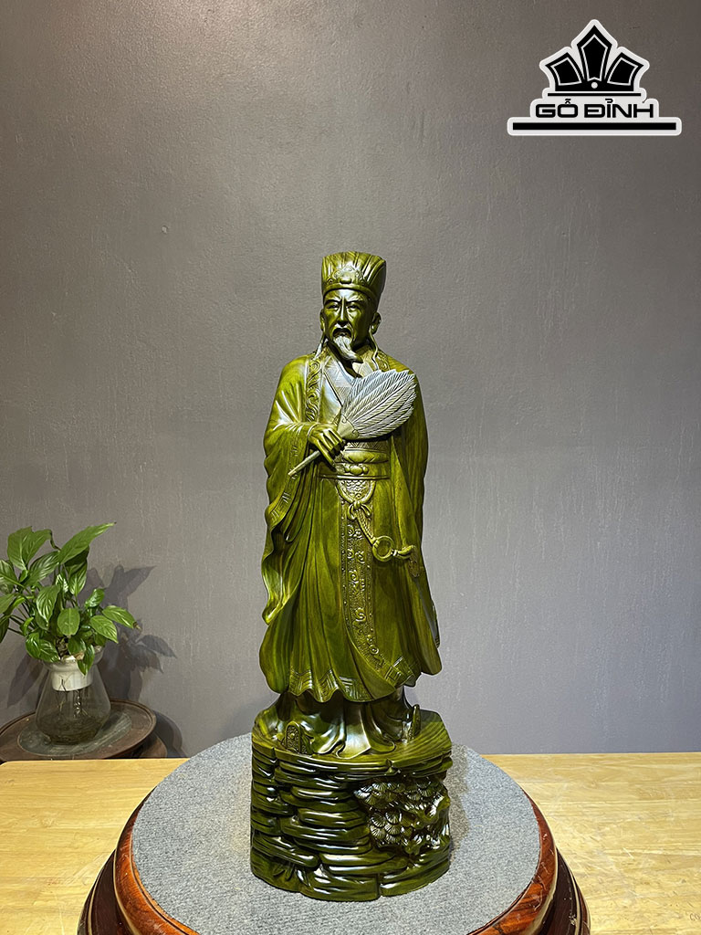 Tượng Gia Cát Lượng Gỗ Trắc Cao 60 Ngang 20 Sâu 14 (cm)