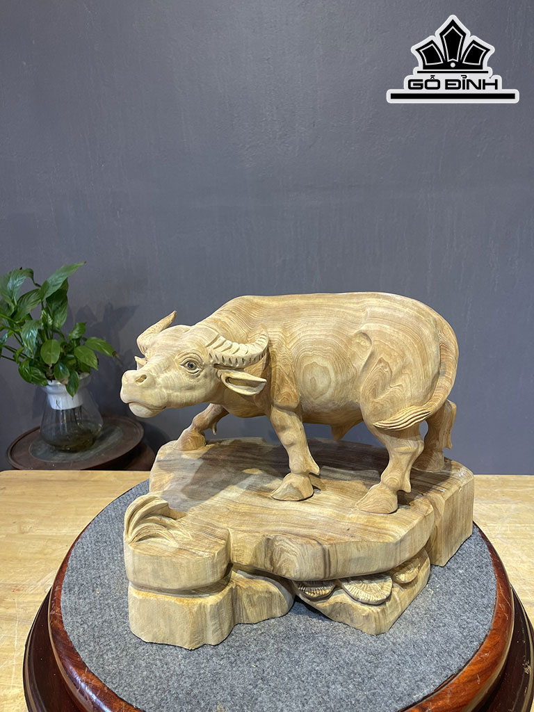 Tượng Trâu Gỗ Ngọc Am Cao 27 Ngang 35 Sâu 23 (cm)