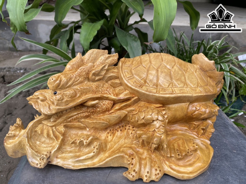 Tượng Long Quy Gỗ Xá Xị Cao 12 Ngang 36 Sâu 26 (cm)