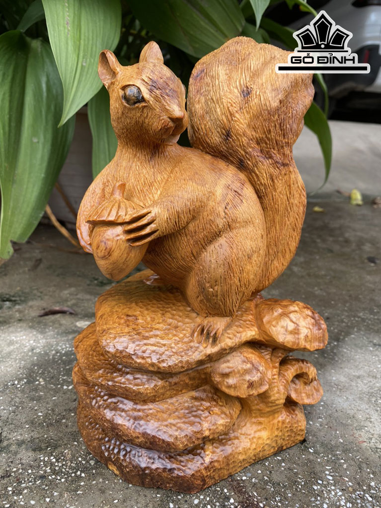 Tượng Sóc Phong Thủy Gỗ Hương Cao 25 Ngang 15 Sâu 14 (cm)