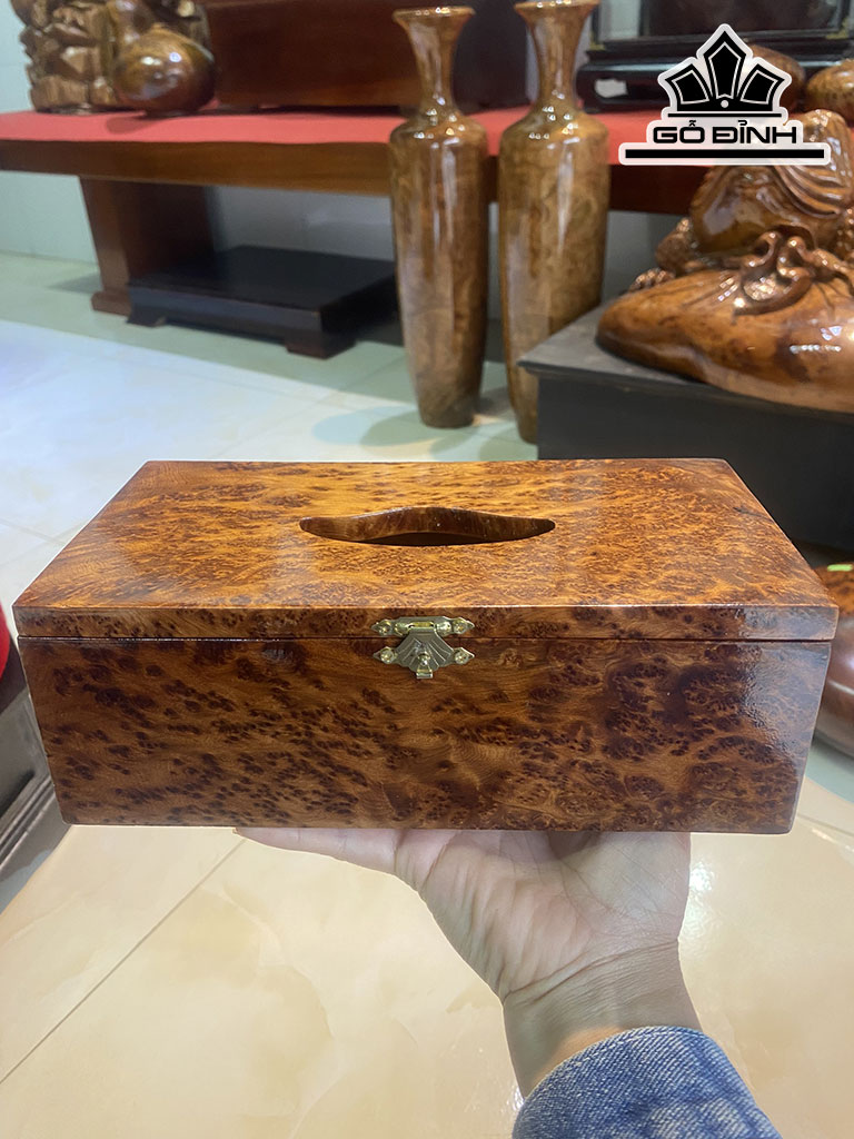 Hộp Đựng Khăn Giấy Gỗ Nu Ngọc Am Cao 8 Dài 12,8 Rộng 11,7 Dày 1 (cm)