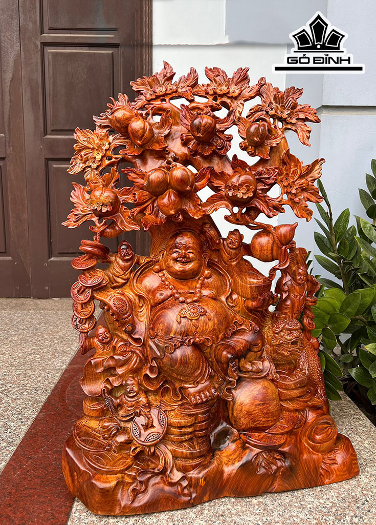 Tượng Phật Di Lặc Ngũ Phúc Gỗ Cẩm Cao 79 Ngang 54 Sâu 31 (cm)
