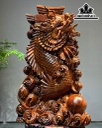 Tượng Cá Chép Hóa Rồng Gỗ Ngọc Am Cao 97 Ngang 59 Sâu 33 (cm)