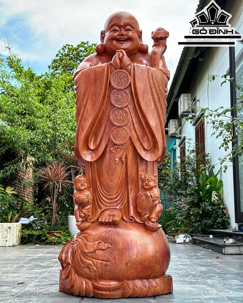 Tượng Phật Di Lặc Chúc Phúc Gỗ Hương Cao 180 Ngang 70 Sâu 52 (cm)