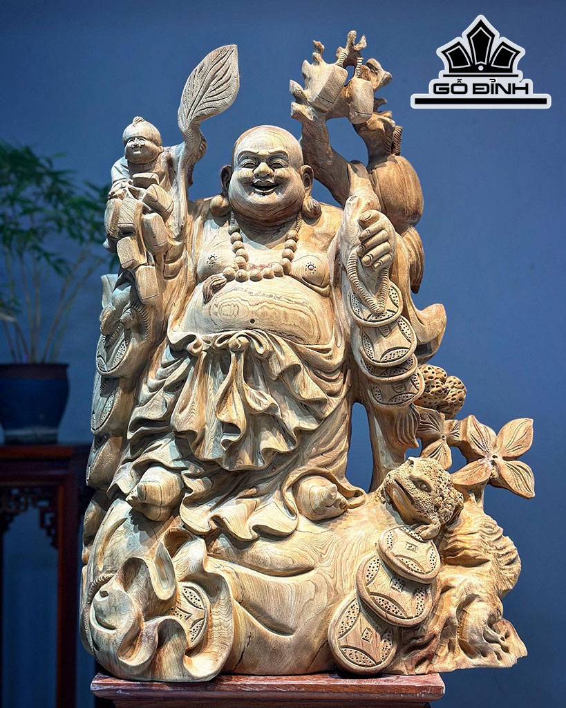 Tượng Phật Di Lặc Gỗ Ngọc Am Cao 72 Ngang 51 Sâu 26 (cm)