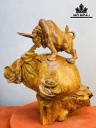 Tượng Bò Tót Gỗ Cẩm Cao 64 Ngang 60 Sâu 36 (cm)