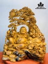 Tượng Phật Di Lặc Ngũ Phúc Gốc Tùng Gỗ Hương Cao 78 Ngang 65 Sâu 43 (cm)