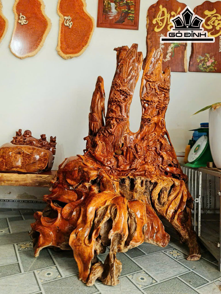 Tượng Bát Mã Gỗ Hương Cao 170 Ngang 135 Sâu 80 (cm)