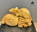 Tượng Chuột Phong Thủy Gỗ Ngọc Am Cao 23 Ngang 38 Sâu 14 (cm)