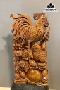 Tượng Gia Đình Gà Gỗ Ngọc Am Cao 88 Ngang 48 Sâu 18 (cm)