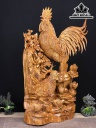 Tượng Gia Đình Gà Gỗ Hương Cao 82 Ngang 59 Sâu 22 (cm)