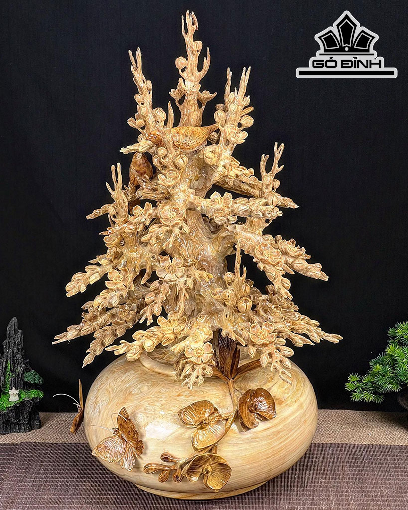 Bình Mai Phú Quý Gỗ Nu Nghiến Cao 61 Ngang 43 Sâu 35 (cm)