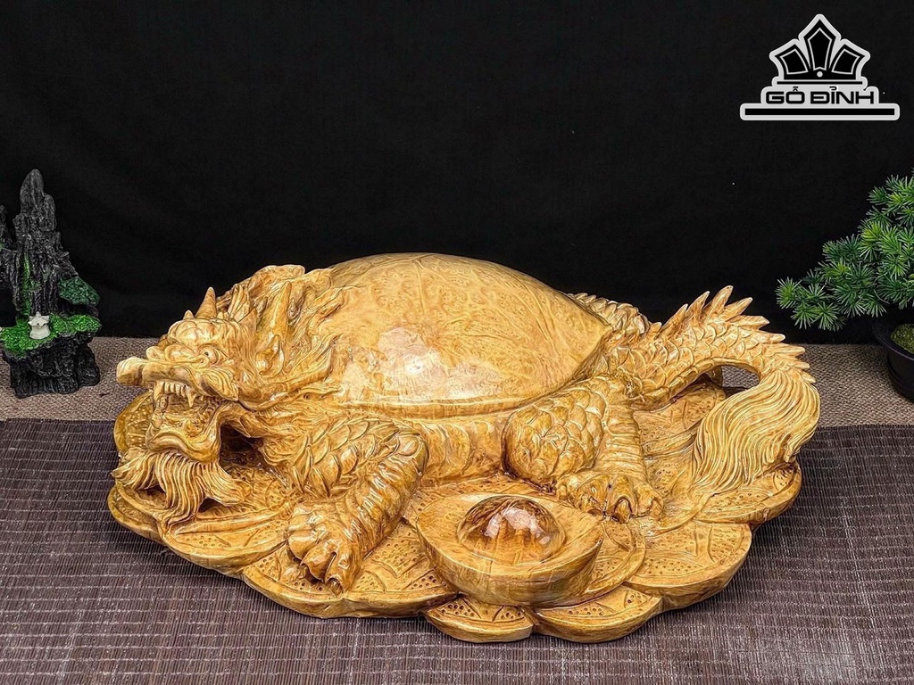 Tượng Long Quy Gỗ Nu Kháo Cao 15 Ngang 47 Sâu 33 (cm)