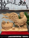 Tượng Gia Đình Gà Gỗ Ngọc Am Cao 37 Ngang 52 Sâu 20 (cm)