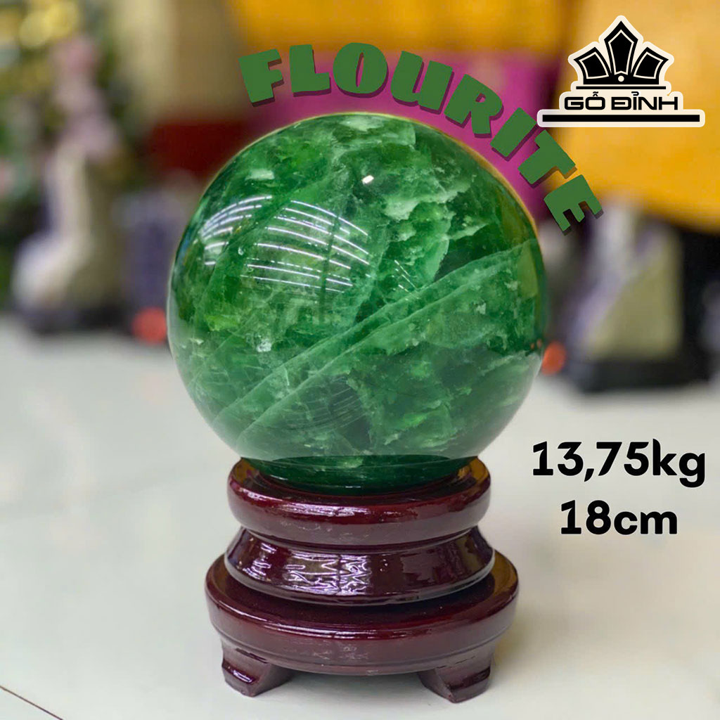 Bi Cầu Đá Flourite Đường Kính Hạt 18 (cm) 18cts 13,75kg