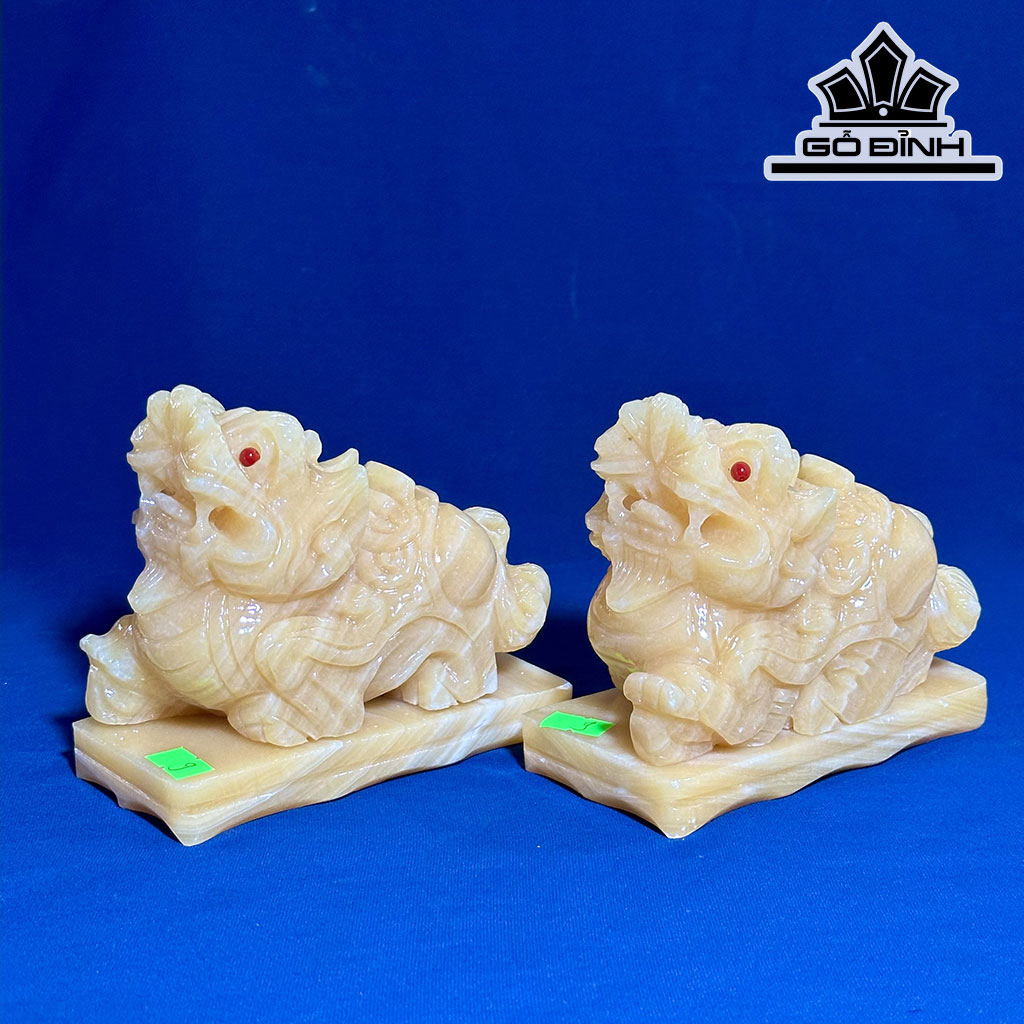 Cặp Tỳ Hưu Đá Ngọc Hoàng Long Cao 15 (cm)